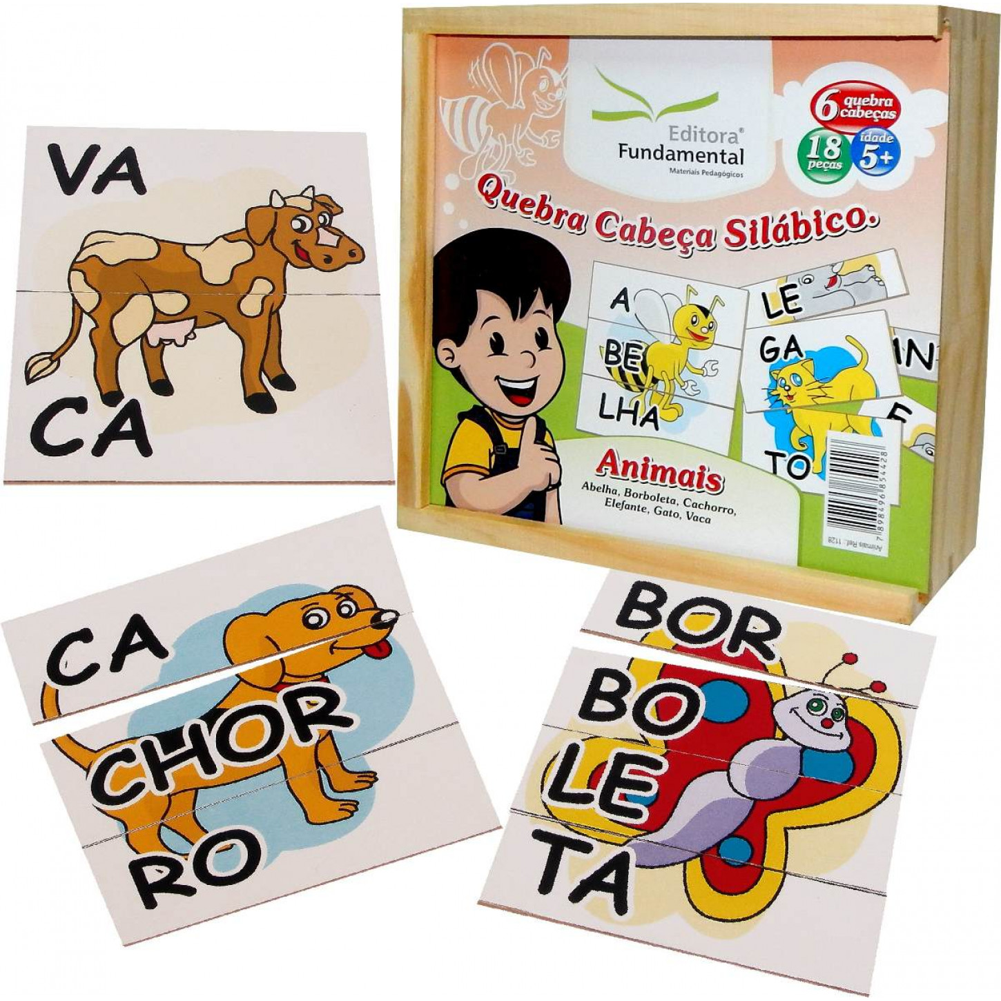 Quebra-Cabeça De Madeira Alfabeto Animais Jogo Infantil Didático Educativo
